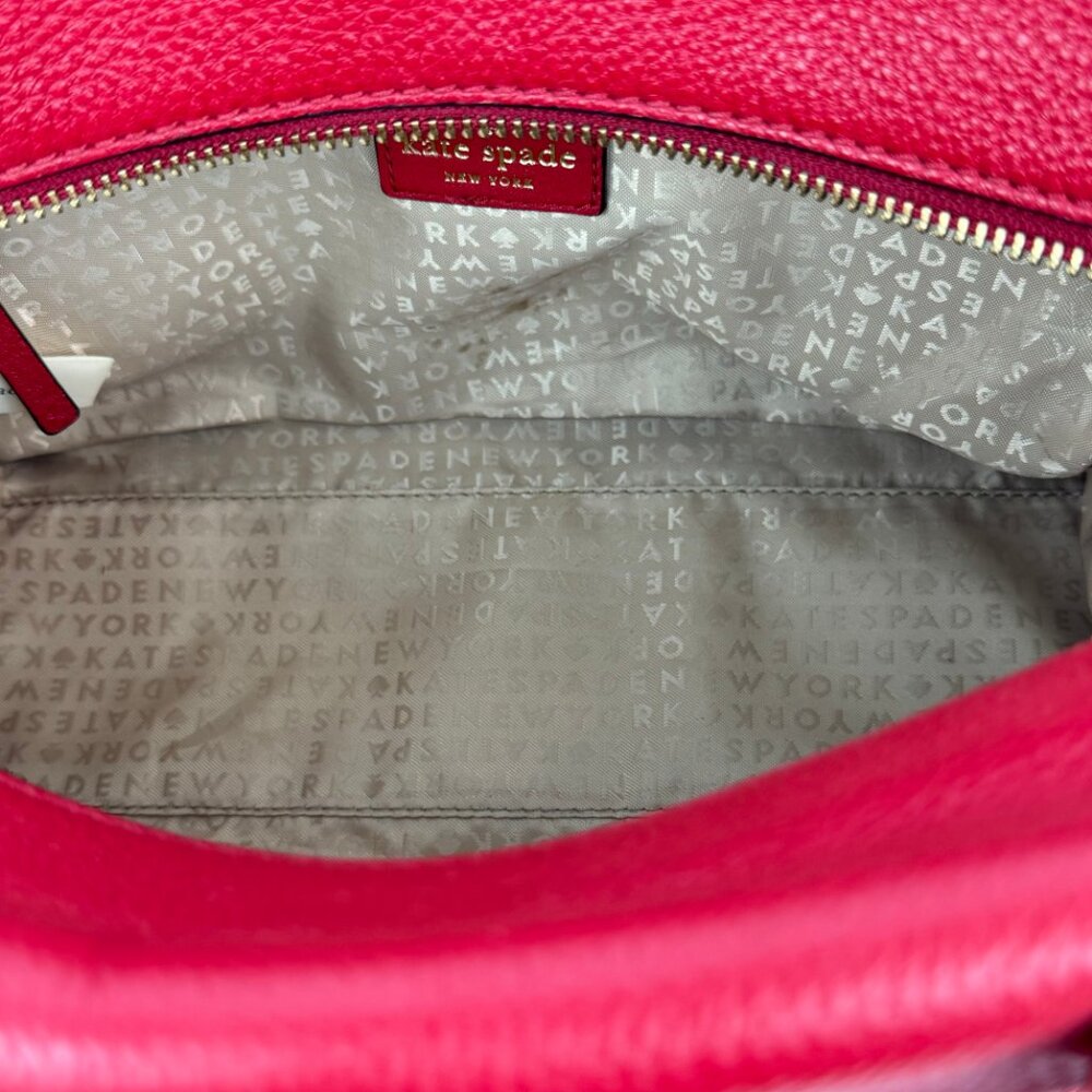 Kate Spade Red Pebbled Leather Satchel Handbag - Picture 12 of 15